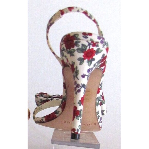 Martinez Valero Floral Bow Detail Designer Slingback High heels Sandals 7.5 M - Picture 11 of 16